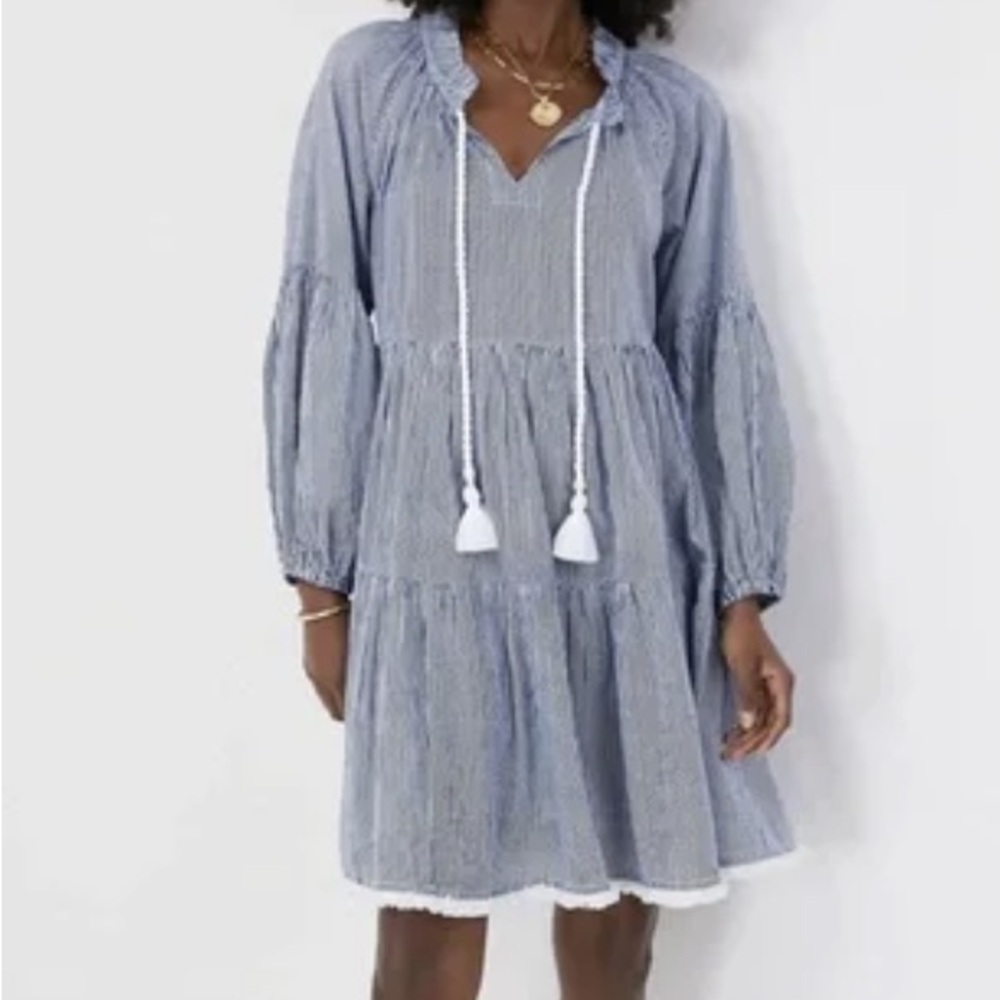 NWT Tuckernuck Nautical Navy and White Tie Neck Cover Up size small